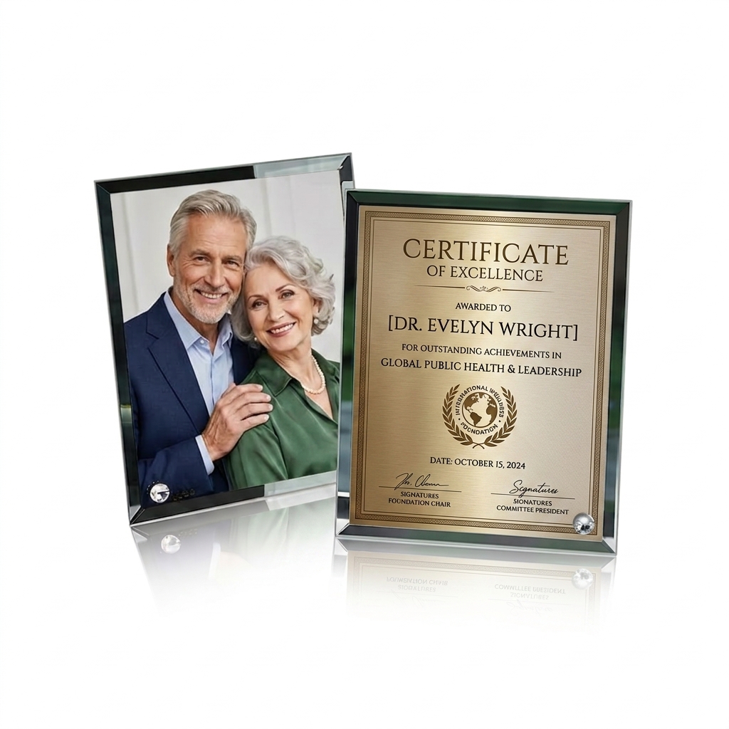 Elegant Beveled Glass Photo Frame with Crystal Stud Accen