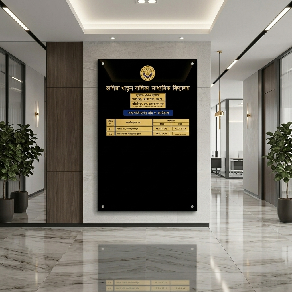 Premium Glossy Black Institutional Honor Board with Gold Embossed Lettering – Custom Successor List for Schools & Offices