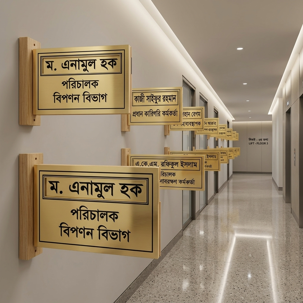 Premium Executive Room Identity Nameplate – Luxury Gold Finish on Wooden Base for Offices & Homes