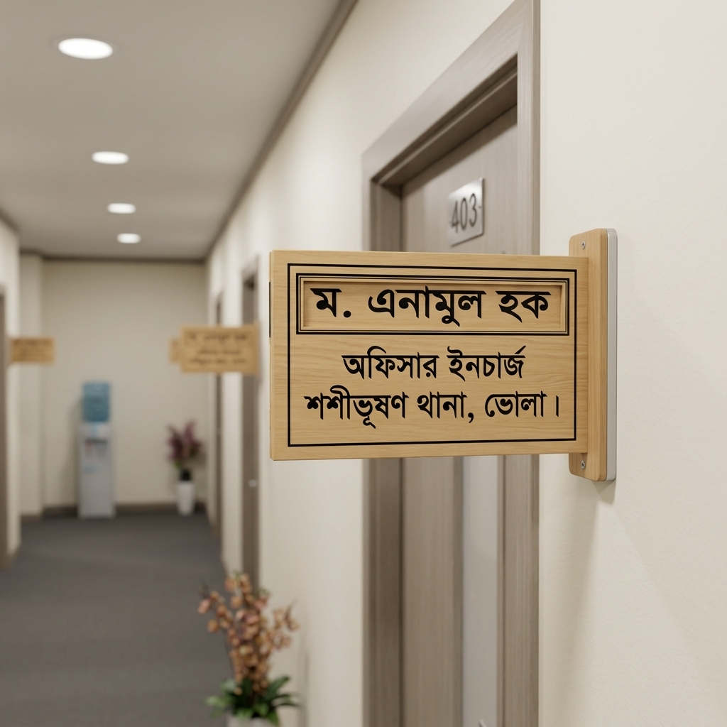 Premium Executive Room Identity Nameplate – Luxury Gold Finish on Wooden Base for Offices & Homes