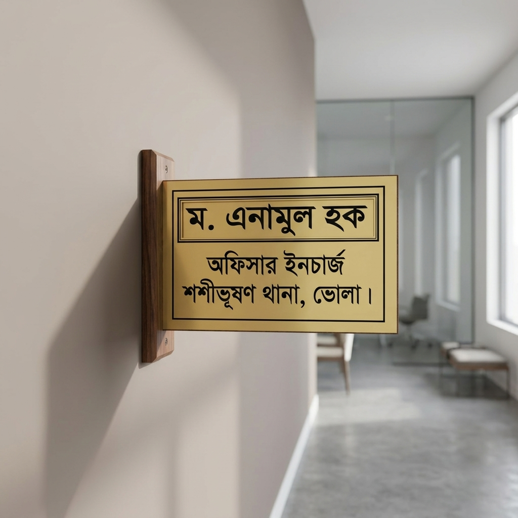 Premium Executive Room Identity Nameplate – Luxury Gold Finish on Wooden Base for Offices & Homes