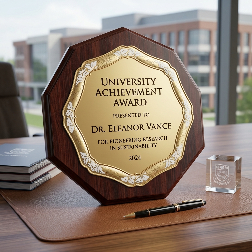 Octagonal Gold Plate Wooden Crest