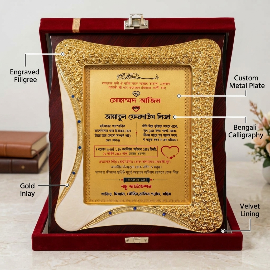 Premium Royal Wooden Crest with Luxury Velvet Gift Box