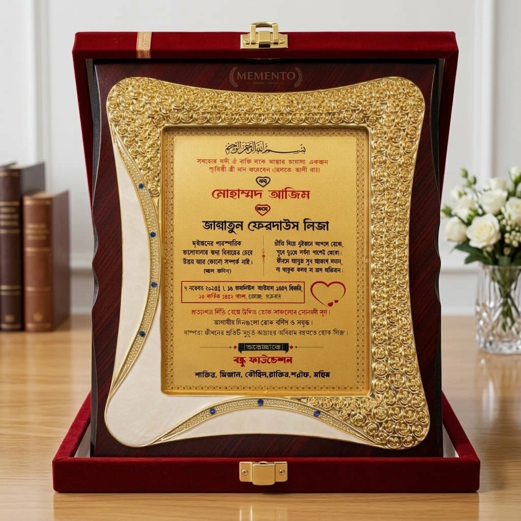 Premium Royal Wooden Crest with Luxury Velvet Gift Box