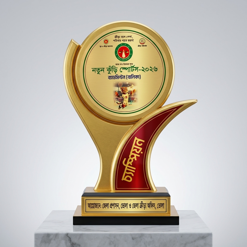Premium Golden "Champion" Sports Trophy with Customizable Circular Crest