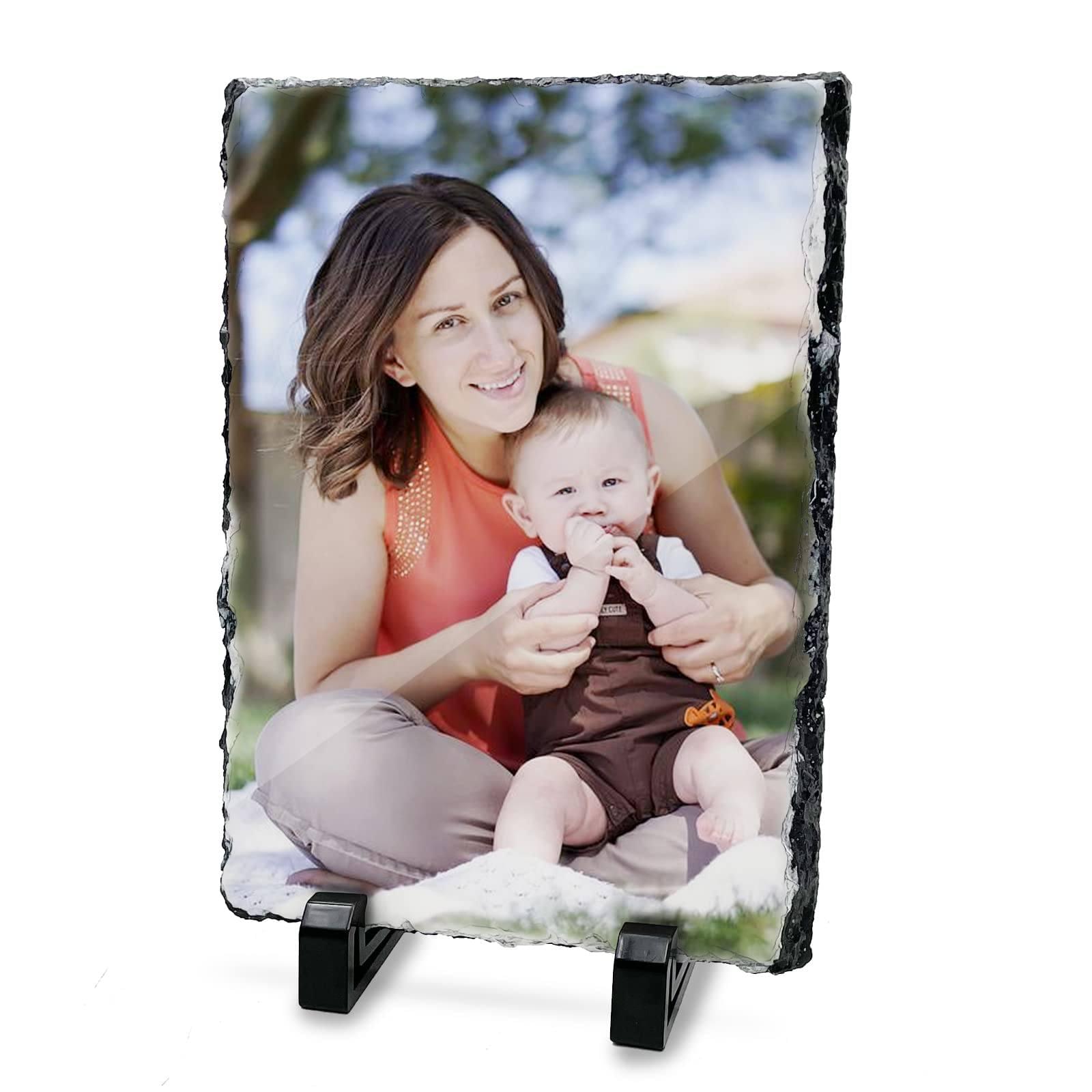 Premium Stone Photo Frame (6x8 inch) – Personalized Sublimation Rock Photo Frame with Stand