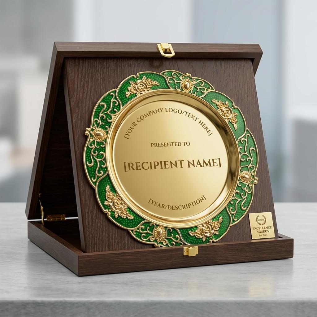 Ornate Green & Gold Plate Crest