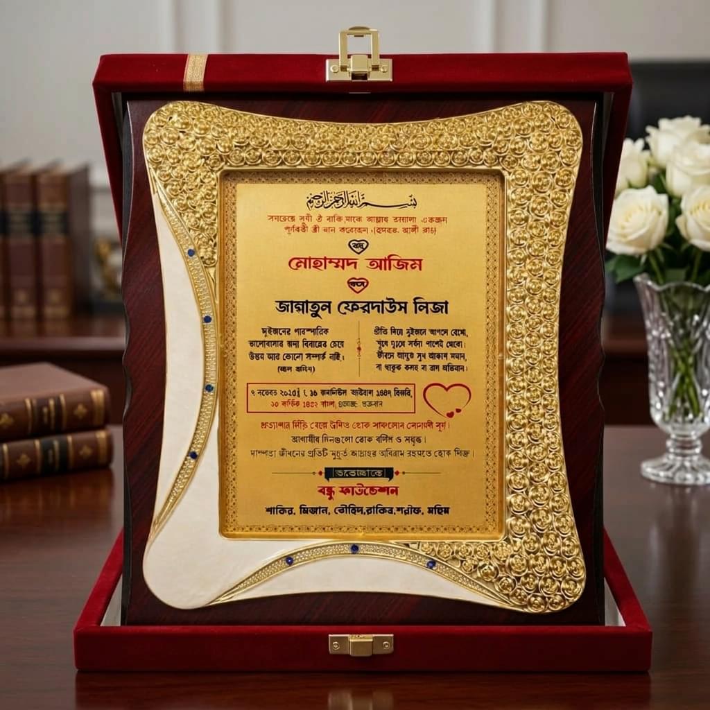Premium Royal Wooden Crest with Luxury Velvet Gift Box